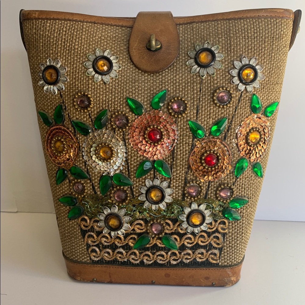 Vintage Enid Collins Bucket Bag, Flower Basket III, Funky, Fun, Collectable